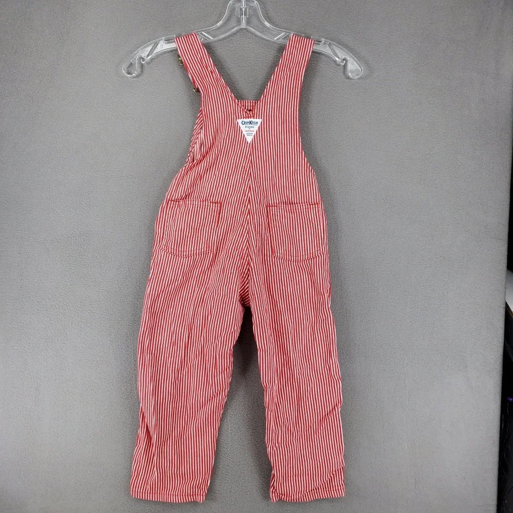 OshKosh B'Gosh Overalls Toddler 4T Red White Hickory Stripe USA Made Pinstripe